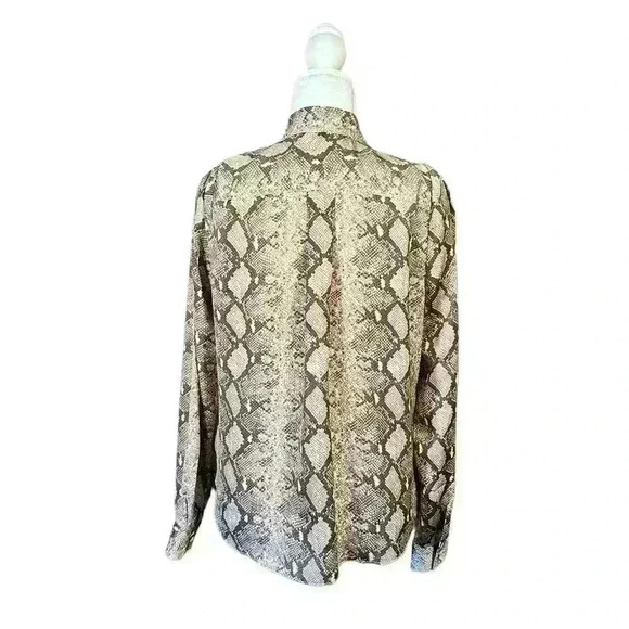 Stella & Dot Long Sleeve Snakeskin Print Button Blouse Size S - Picture 5 of 9